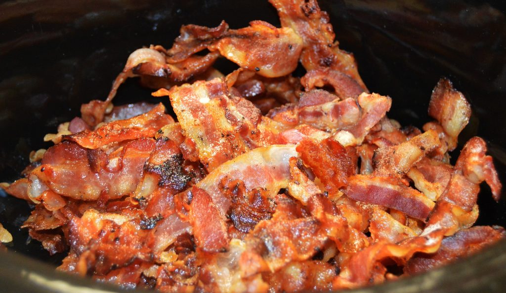 a pile of cooked bacon