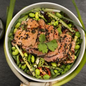 Ginger & Soy Basted Beef With Leafy Green Salad Recipe