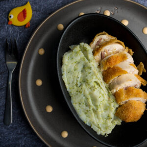 Cheesy Chicken Roll-Ups With Broccoli Mashed Potato