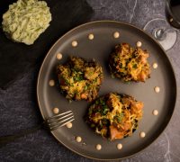 Cheesy Leek Stuffed Mushroom With Broccoli Mash