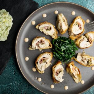 Chicken Kiev With Broccoli & Wilted Baby Spinach Recipe