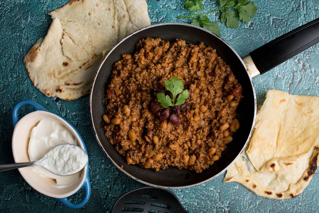 Chili Con Carne With Popped Kidney Beans & Sour Cream