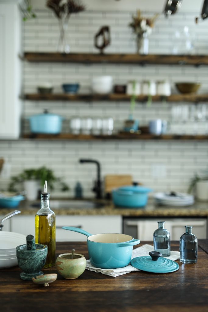 cookware on a kitchen benchtop