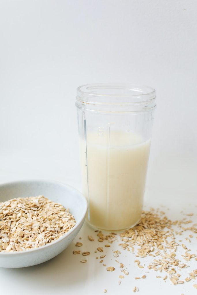 oats in a bowl and milk