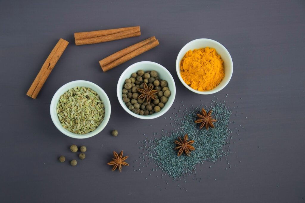 colourful herbs and spices