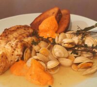 Monkfish With Romesco And Clams