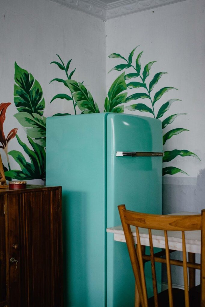green single-door fridge 